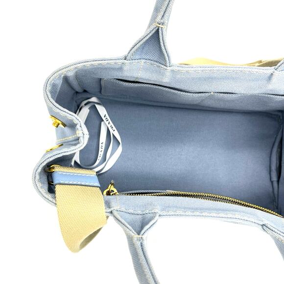 Prada Small Baby Blue Canapa Canvas with Dust Bag Tote Bag - Picture 8 of 12